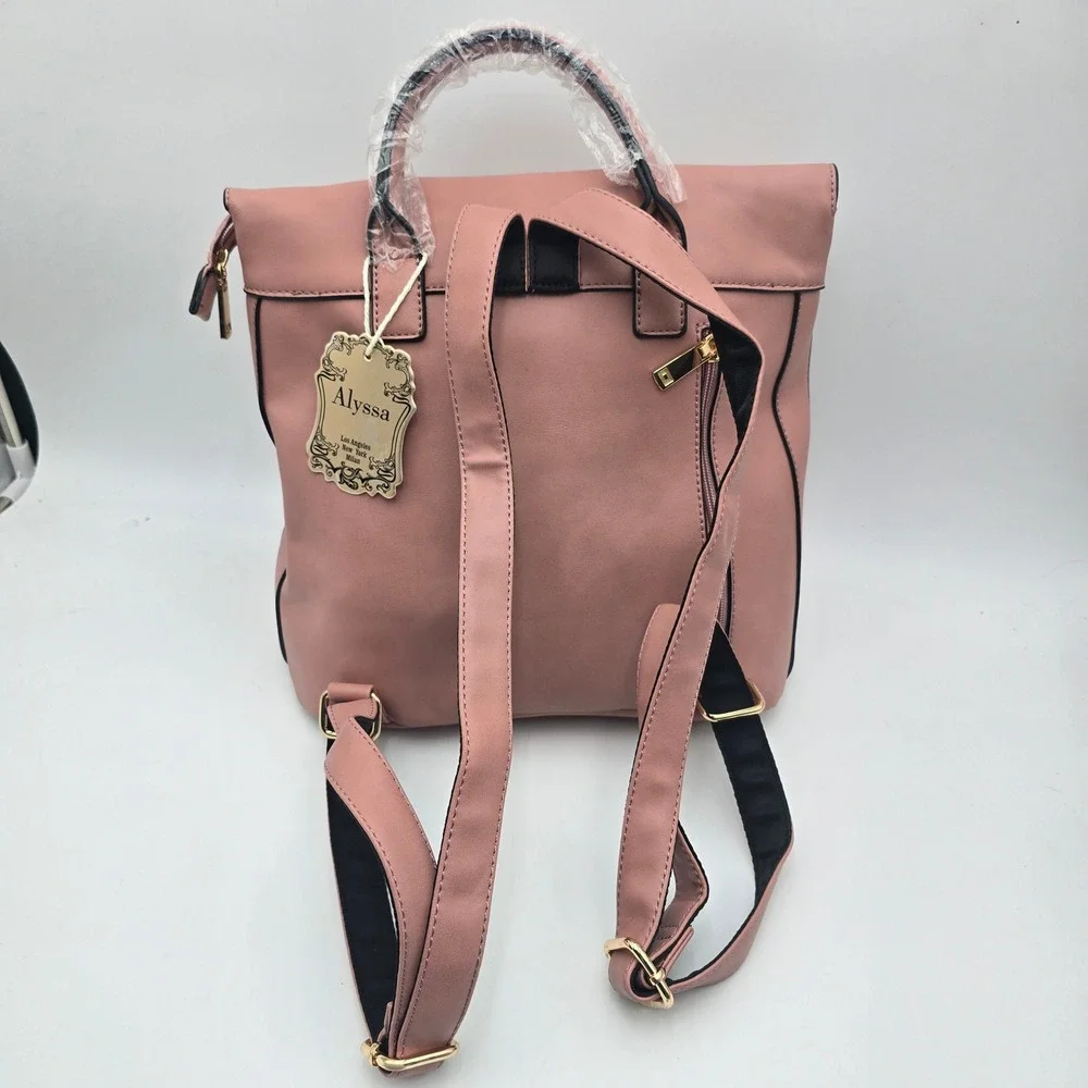 Alyssa Women's Pink Vegan‎ Leather Backpack Convertible Bag